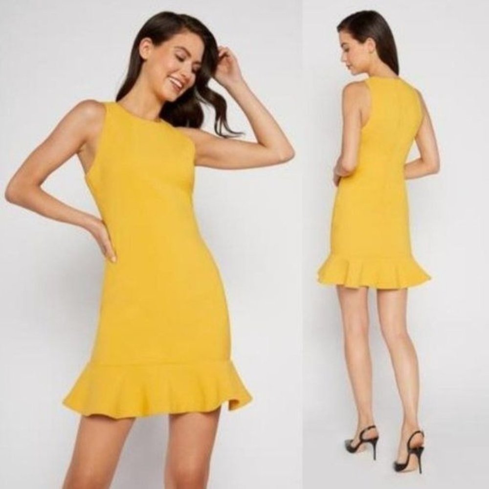 Likely Sleeveless Beckett Bodycon Sheath Peplum Dress Size 10 Yellow NWT!